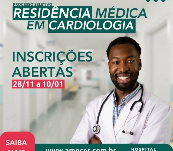 Inscrições para residência médica em Cardiologia da Amecor encerram nesta sexta (10.01)